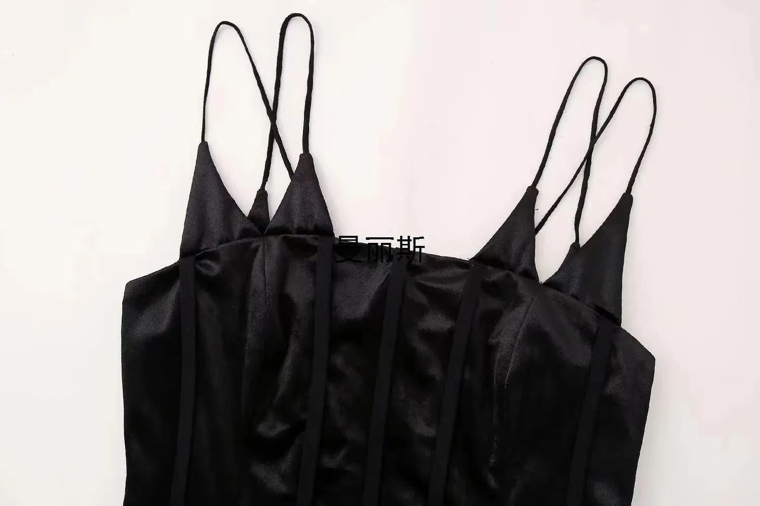 2024 New Contrast Color Patchwork Backless Sleeveless Slim A-Line Fashion Party Dress