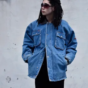 90's FUBU 襟レザー デニムドカジャン 240117H