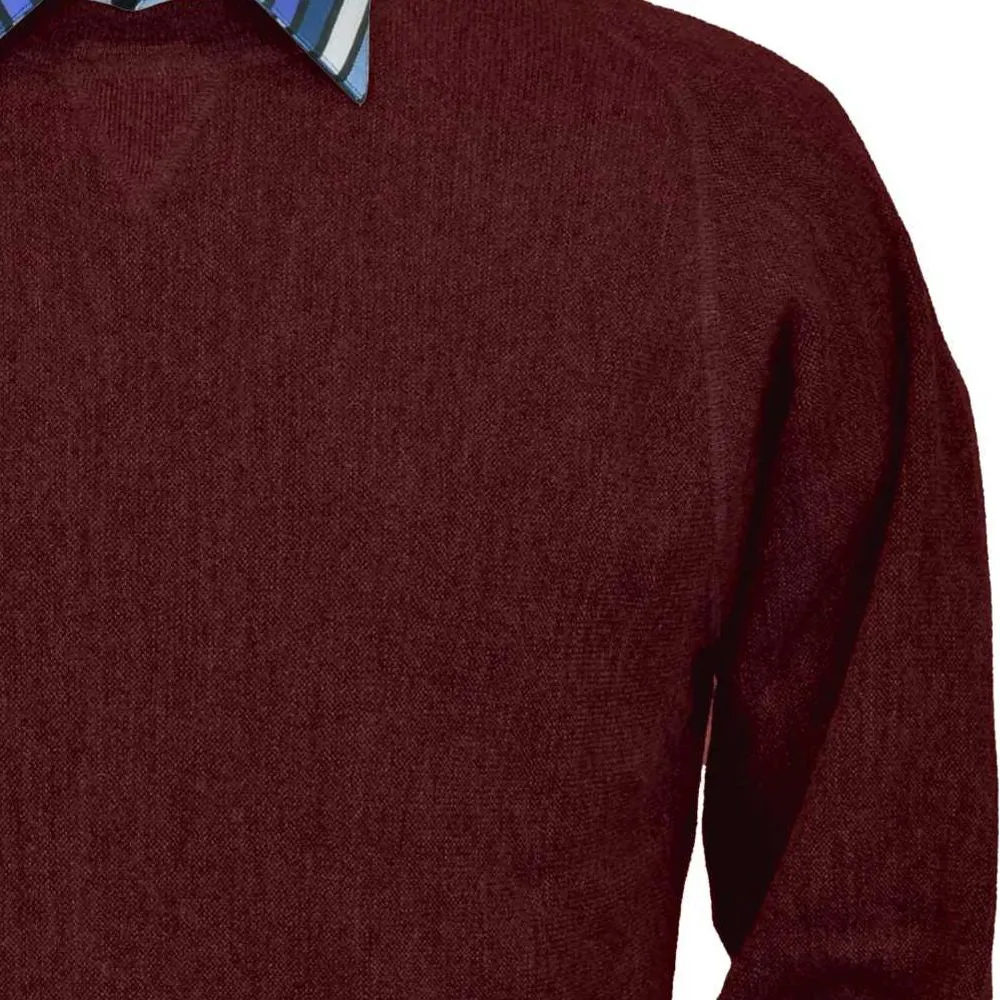 Baby Alpaca 'Links Stitch' Sweatshirt-Style Crew Neck Sweater in Dark Burgundy by Peru Unlimited