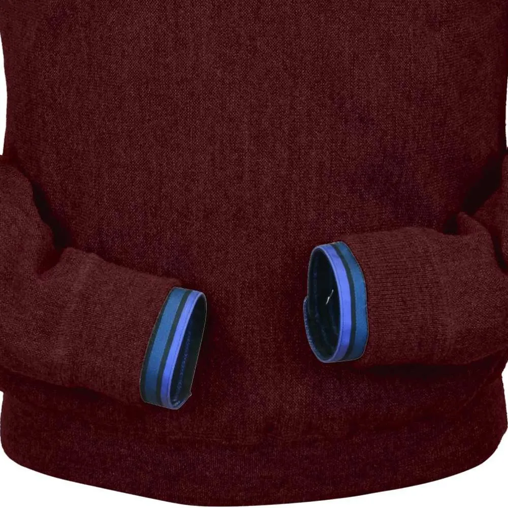 Baby Alpaca 'Links Stitch' Sweatshirt-Style Crew Neck Sweater in Dark Burgundy by Peru Unlimited