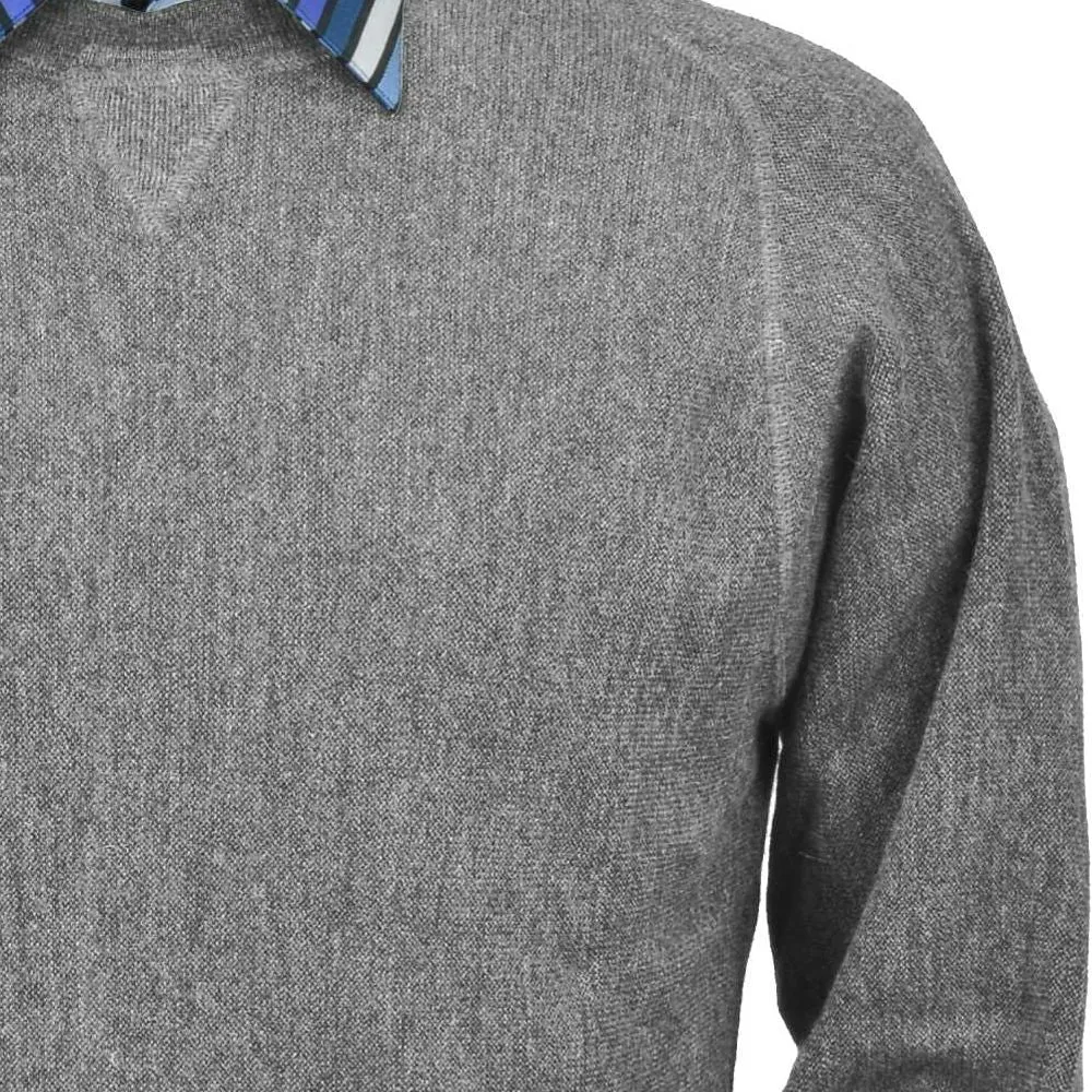 Baby Alpaca 'Links Stitch' Sweatshirt-Style Crew Neck Sweater in Silver Grey Heather by Peru Unlimited