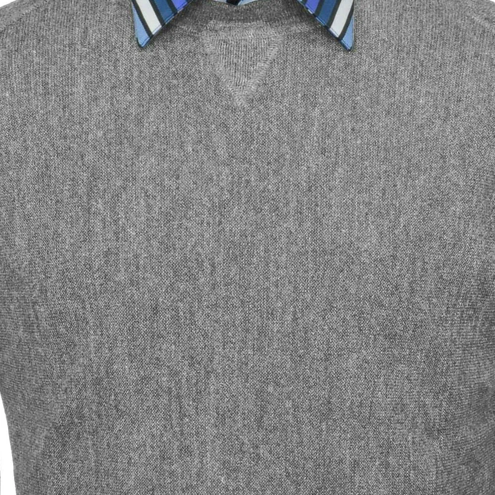 Baby Alpaca 'Links Stitch' Sweatshirt-Style Crew Neck Sweater in Silver Grey Heather by Peru Unlimited