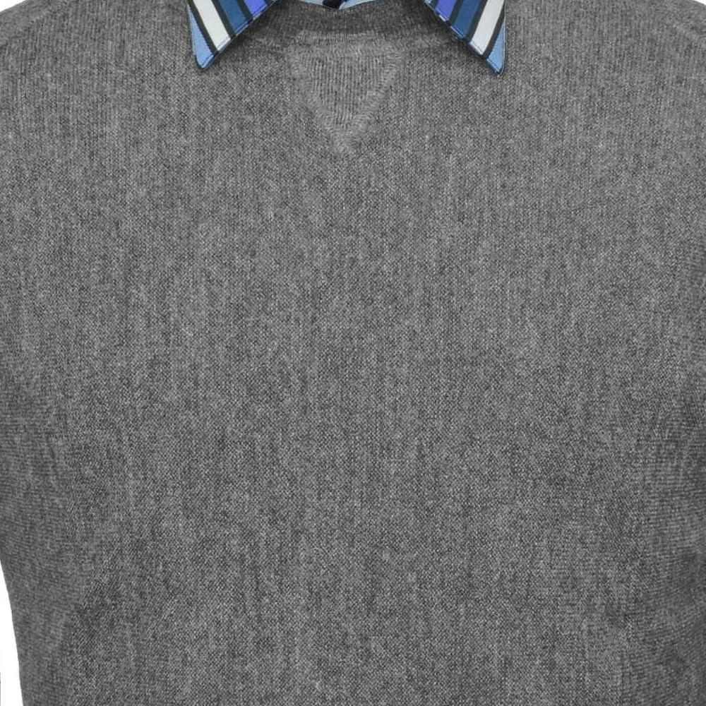 Baby Alpaca 'Links Stitch' Sweatshirt-Style Crew Neck Sweater in Sky Grey Heather by Peru Unlimited