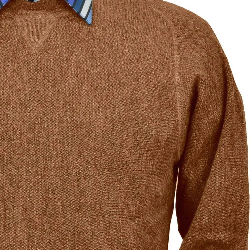 Baby Alpaca 'Links Stitch' Sweatshirt-Style Crew Neck Sweater in Soft Brick Heather by Peru Unlimited