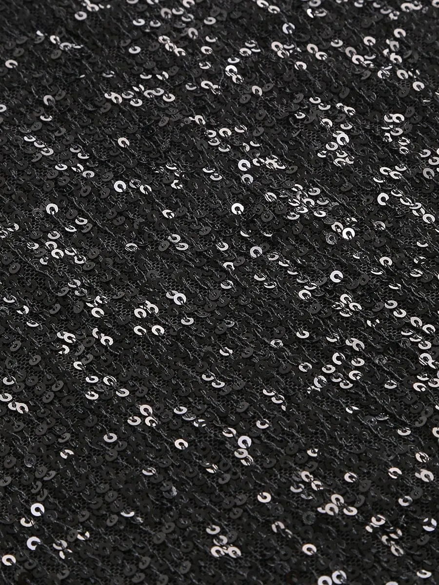 BLACK BODYCON FIT SEQUIN MAXI DRESS