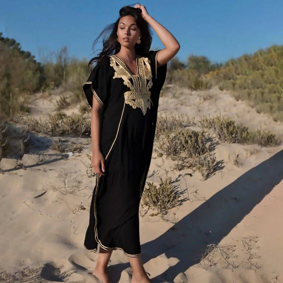 Black Traditional Moroccan Gandora
