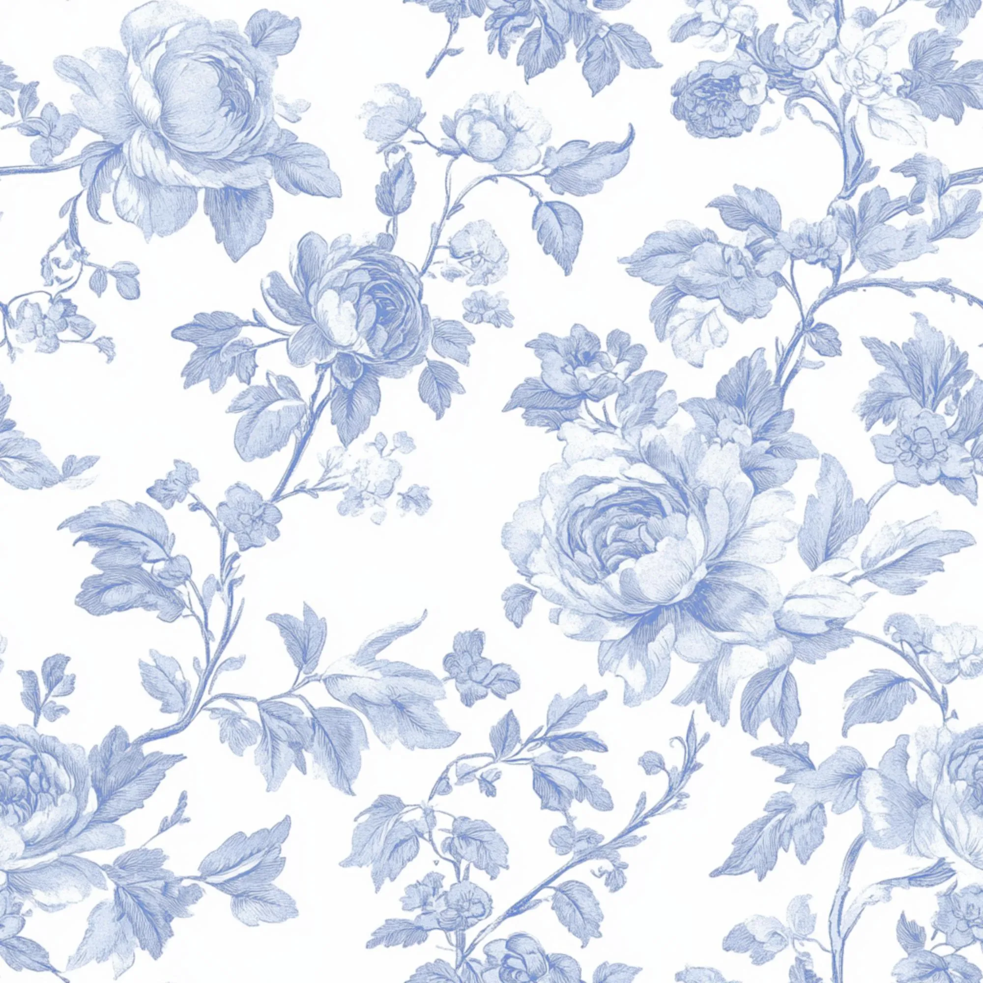 Blue Toile 10 - Natural Fiber Fabric by the Yard