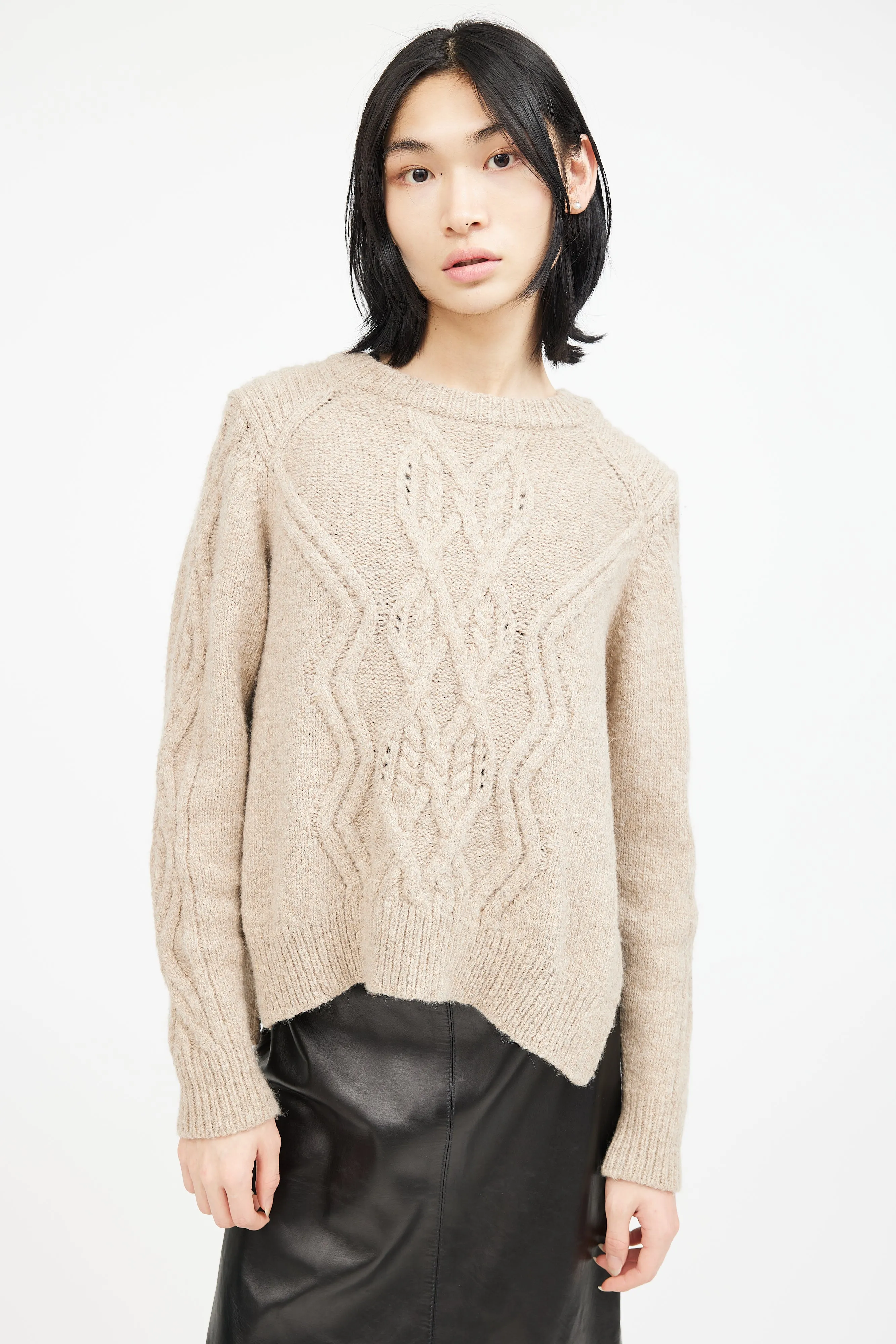 Brown Alpaca Cableknit Sweater