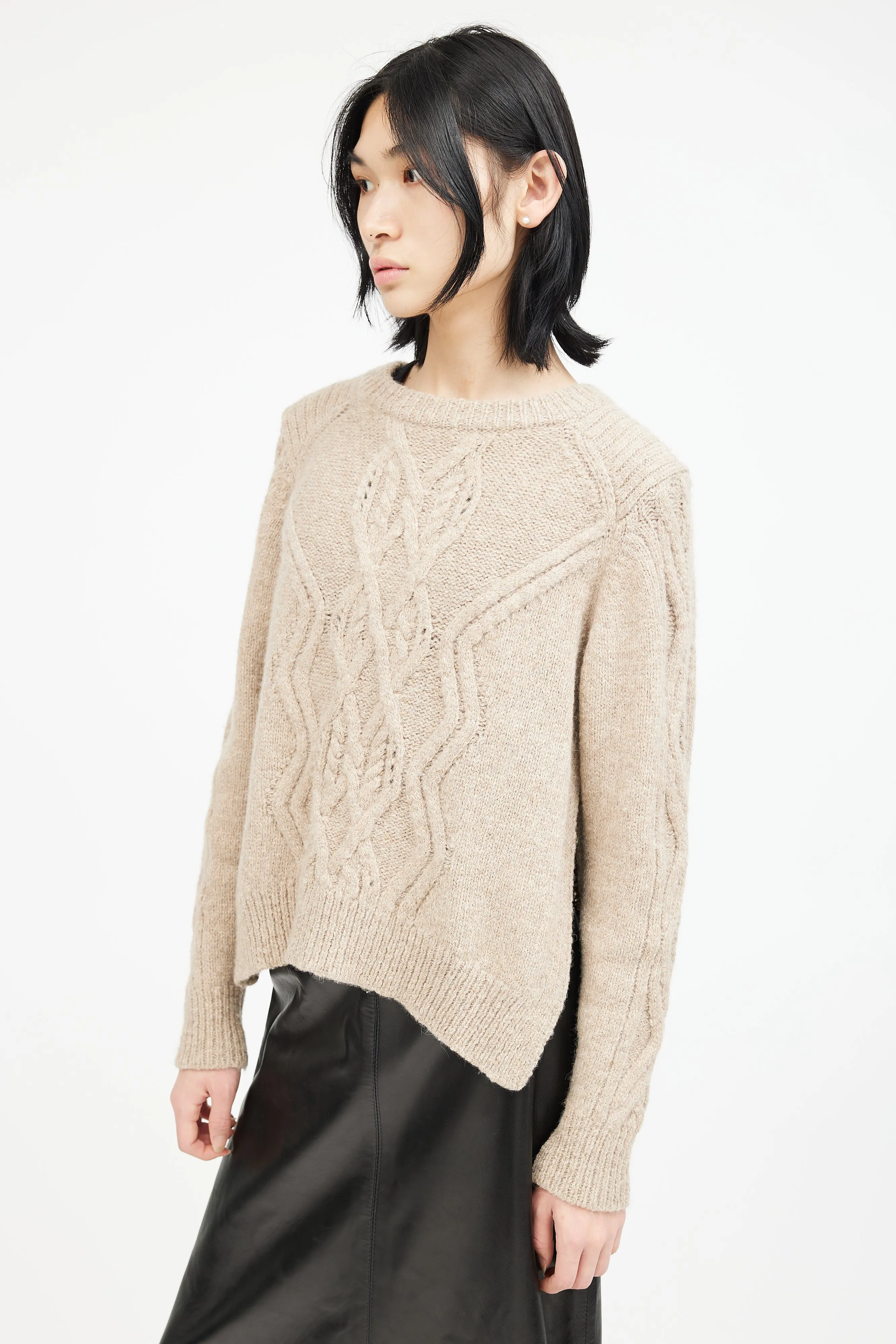 Brown Alpaca Cableknit Sweater