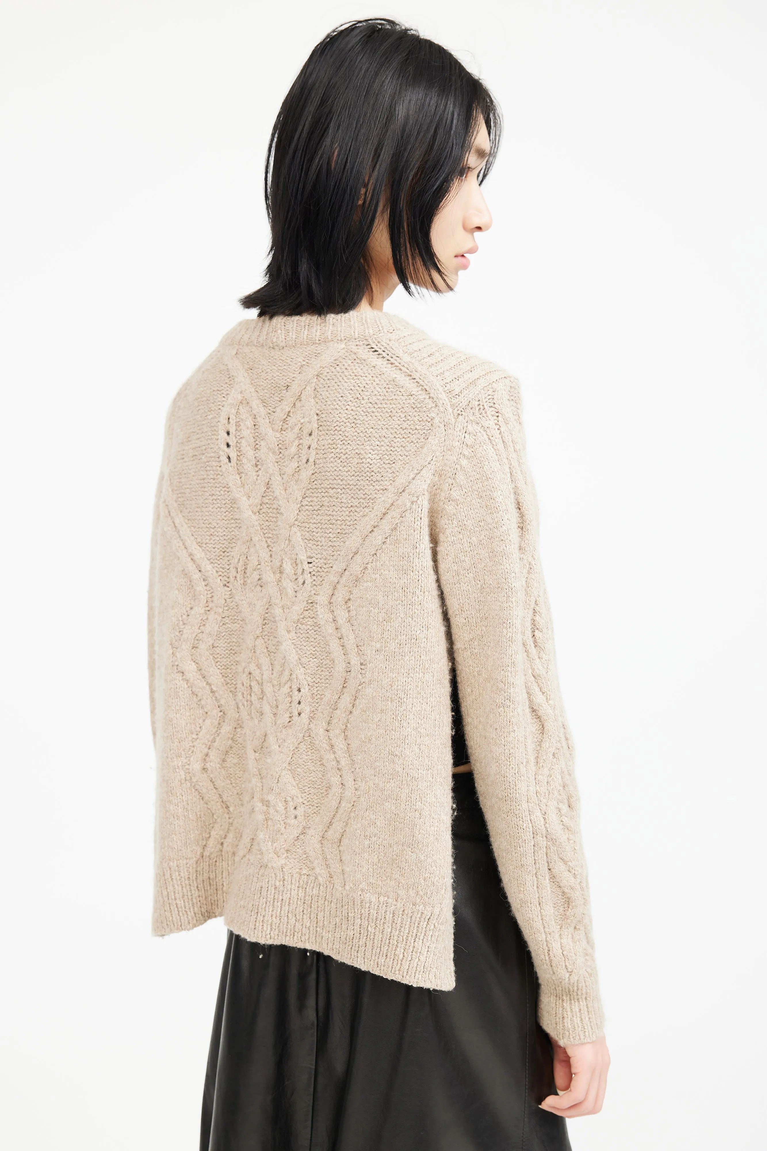 Brown Alpaca Cableknit Sweater