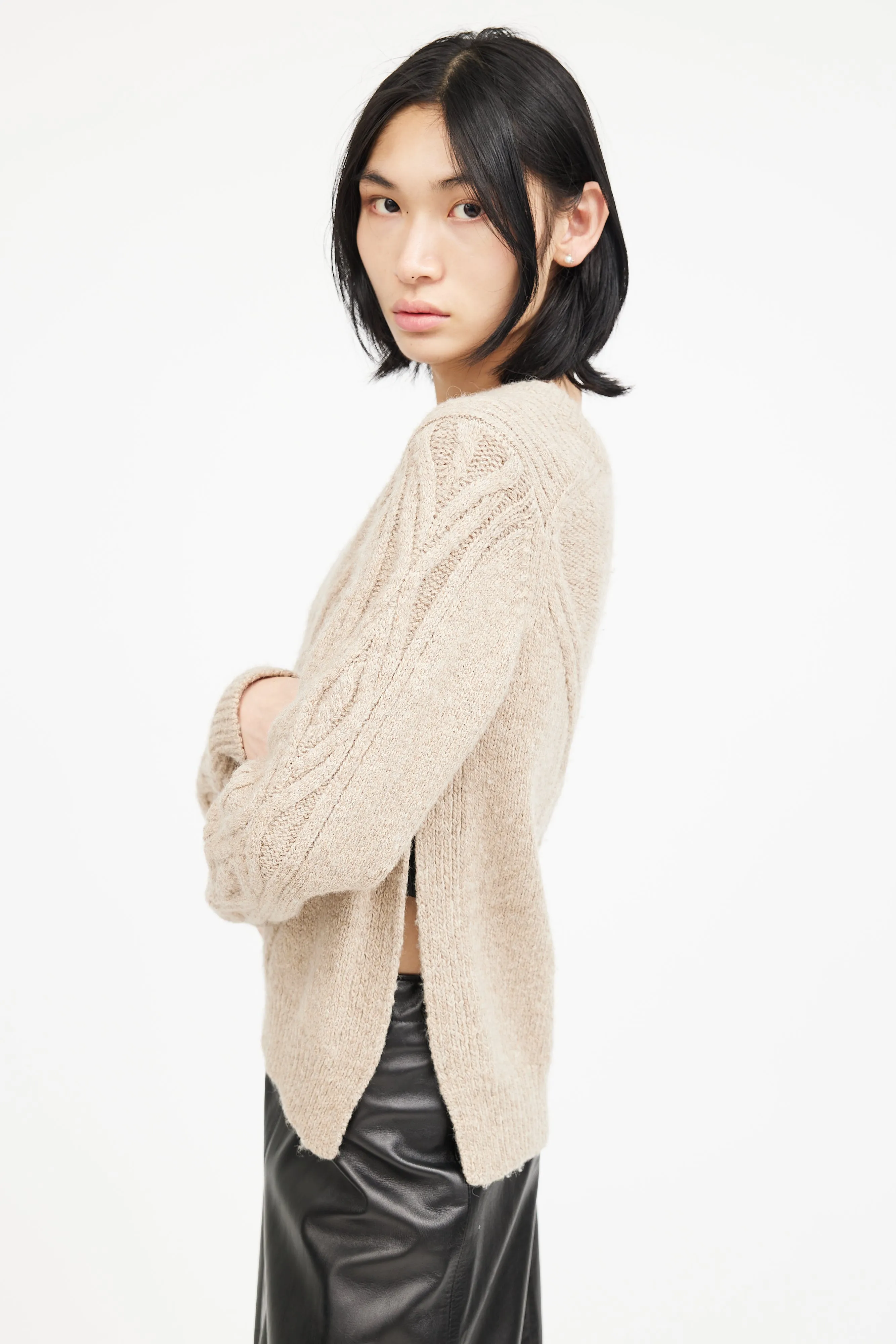 Brown Alpaca Cableknit Sweater