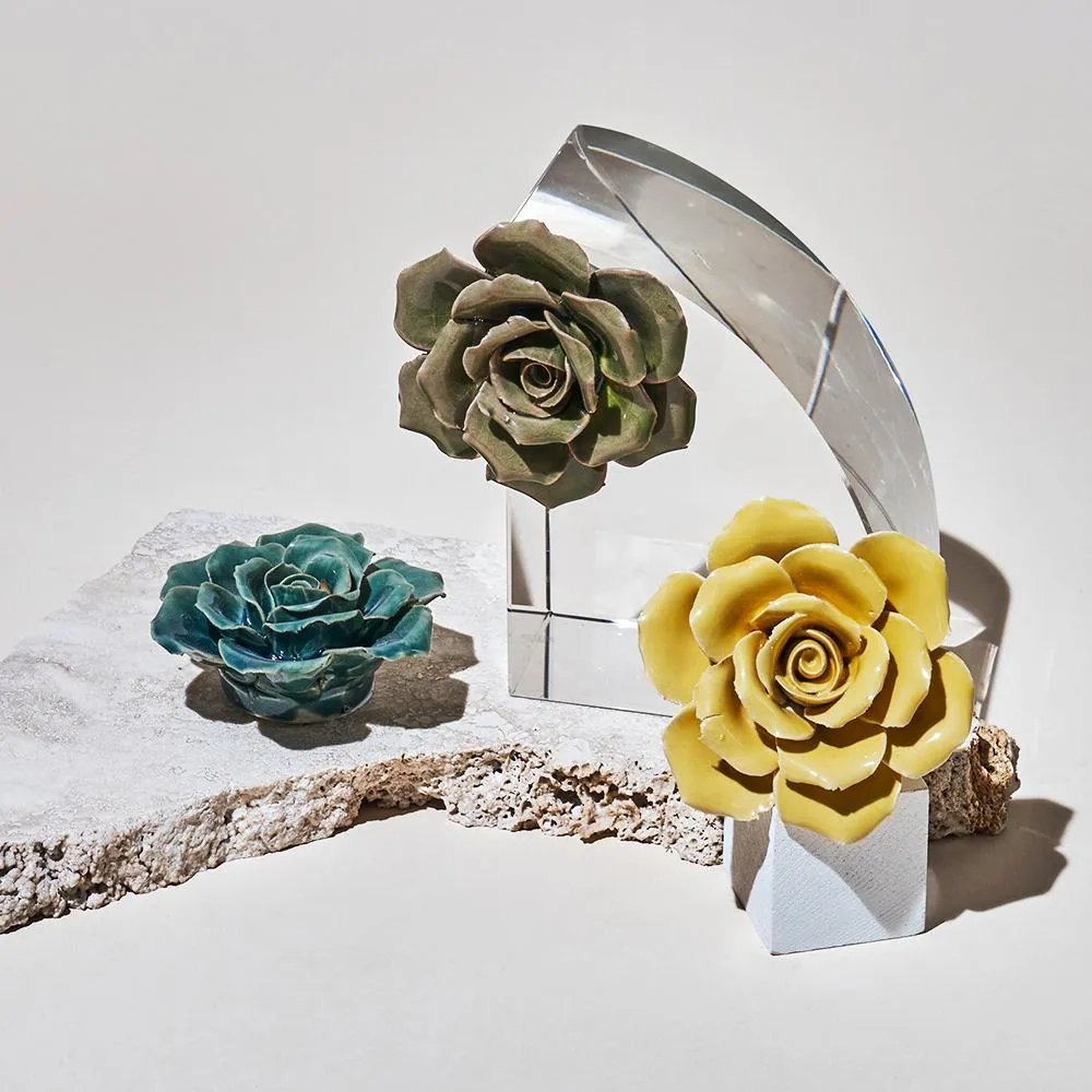 Ceramic Bloom: Small Yellow Rose