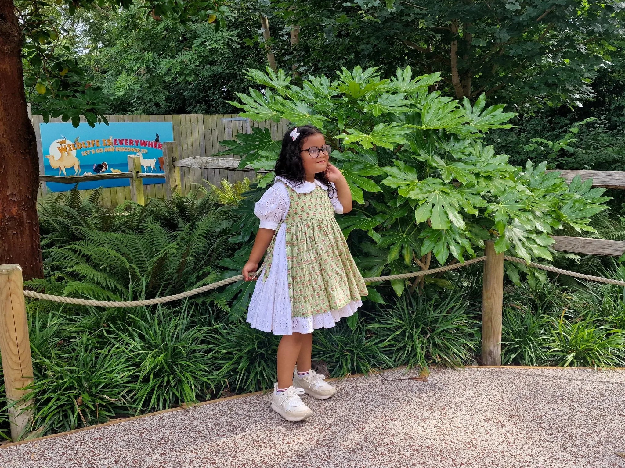 Classic White Hakoba Lace Dress with Handblocked Apron