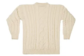 Crew Neck Aran Sweater In Cream Crew Neck Aran Sweater In Cream