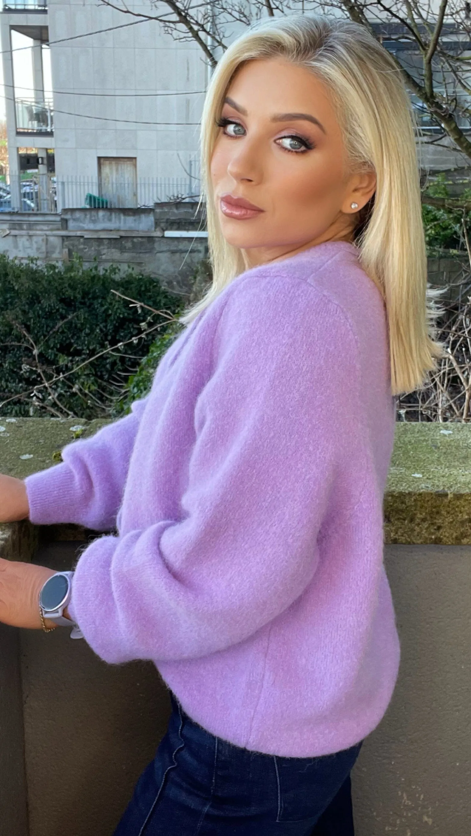 DALIA BABY ALPACA BLEND CARDI - LAVENDER