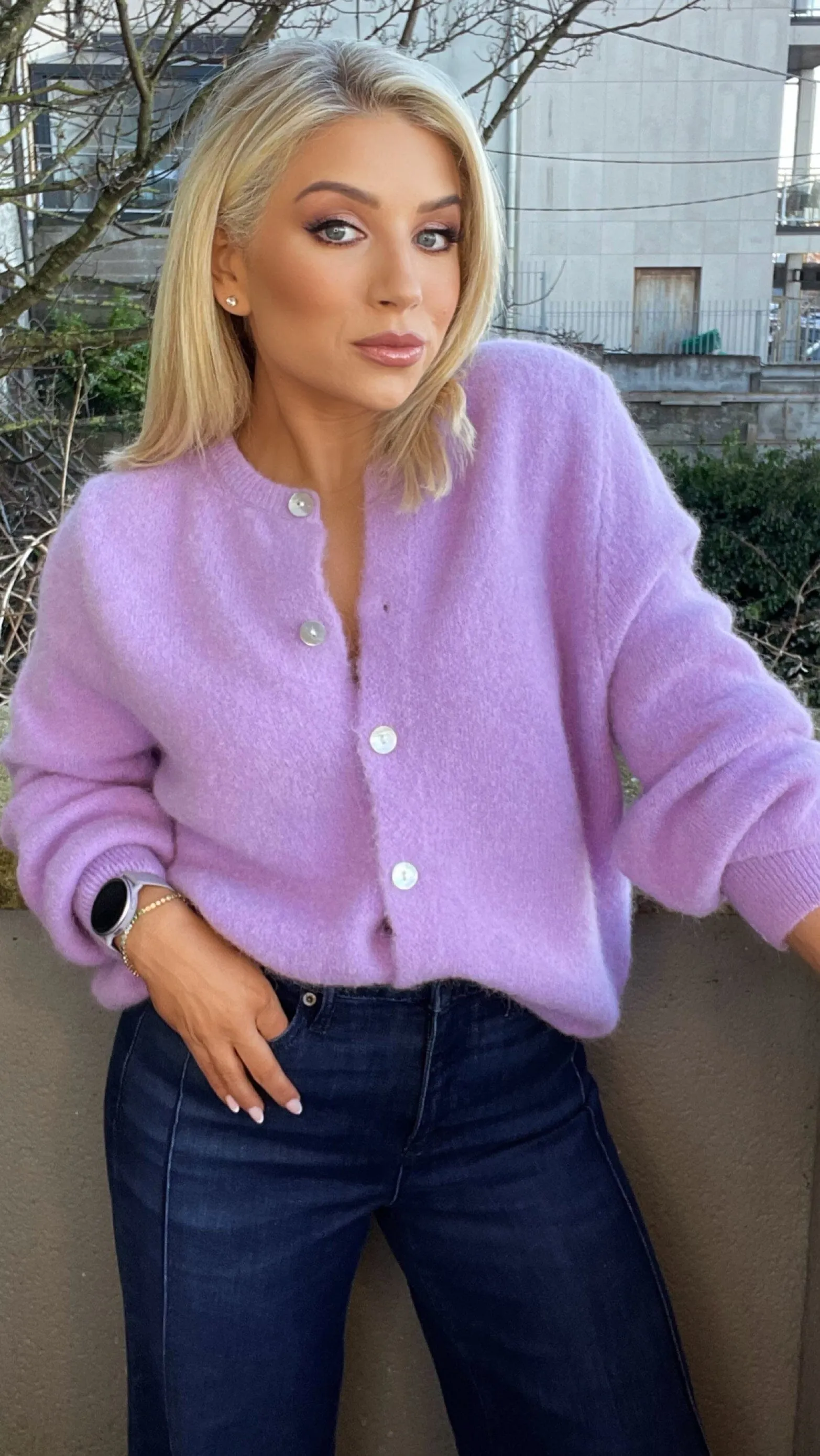 DALIA BABY ALPACA BLEND CARDI - LAVENDER