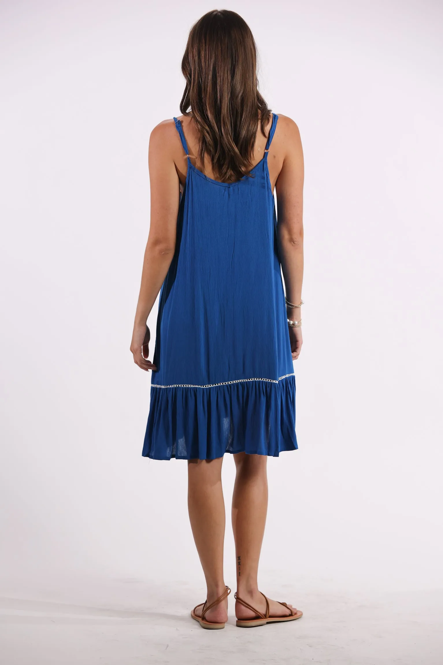 Day Tripper Mini Slip Dress in Atlantic