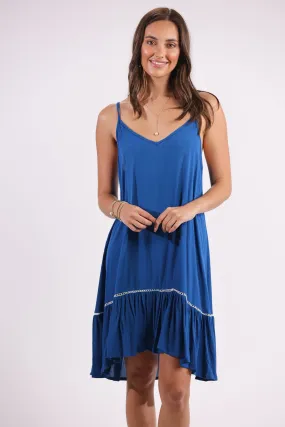 Day Tripper Mini Slip Dress in Atlantic