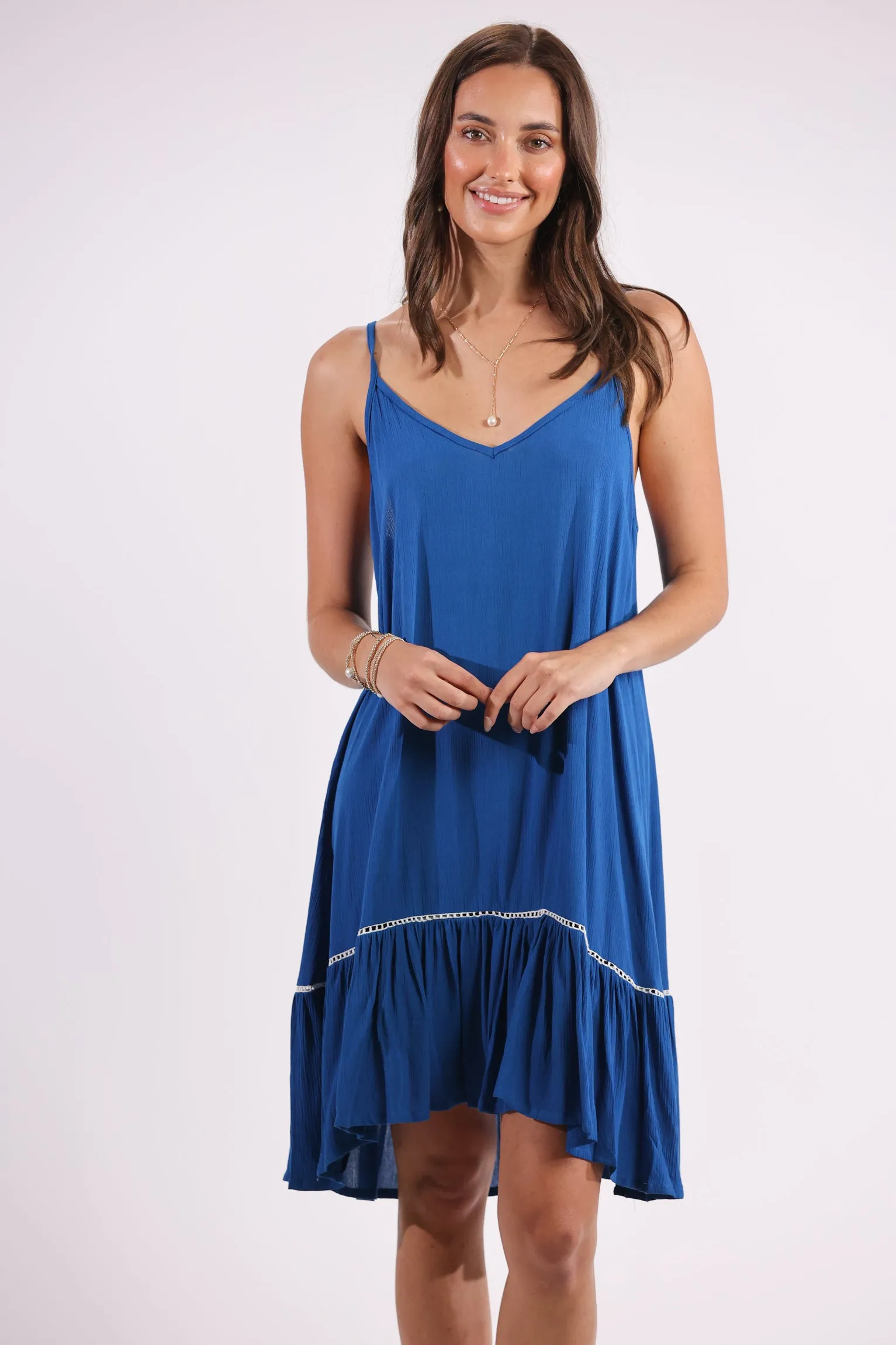 Day Tripper Mini Slip Dress in Atlantic