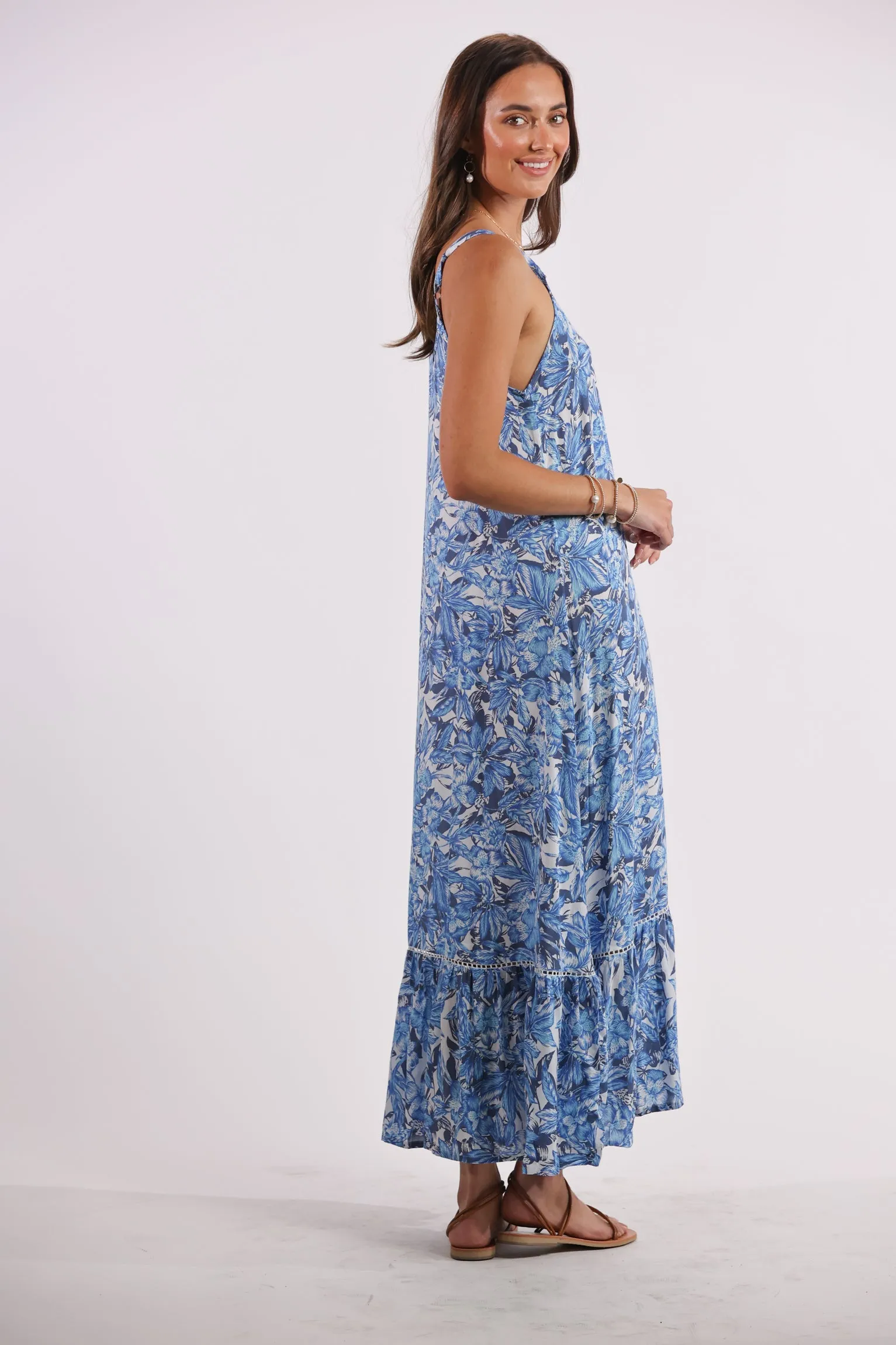 Day Tripper Slip Dress in Blue Grass