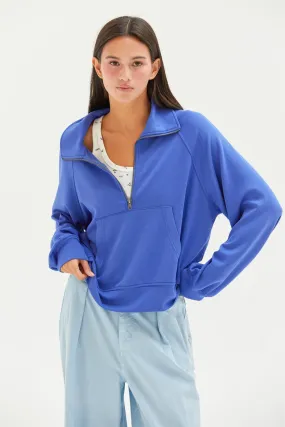 DZ25C724-High Neck Half Zip Pocket Sweatshirt