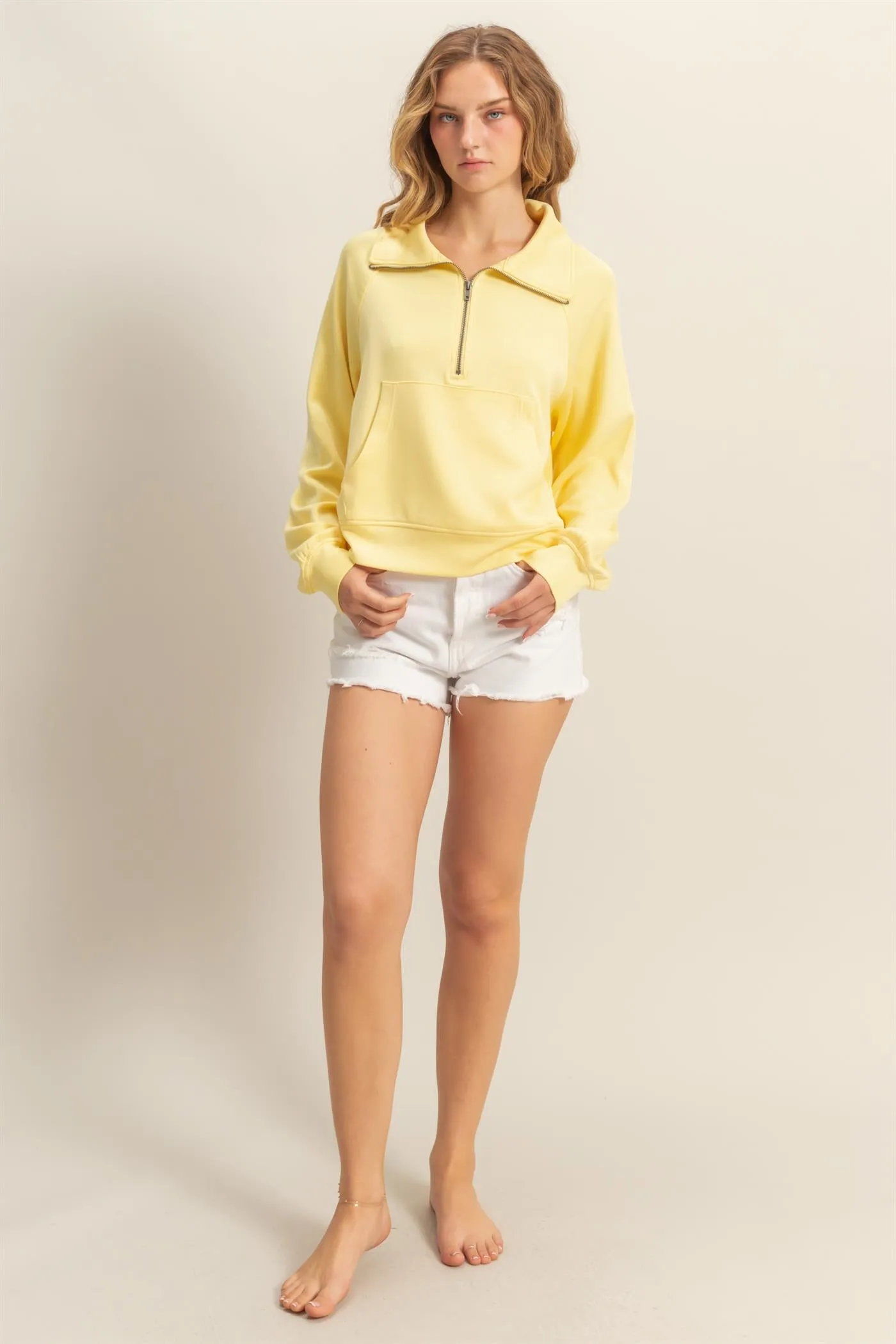 DZ25C724-High Neck Half Zip Pocket Sweatshirt