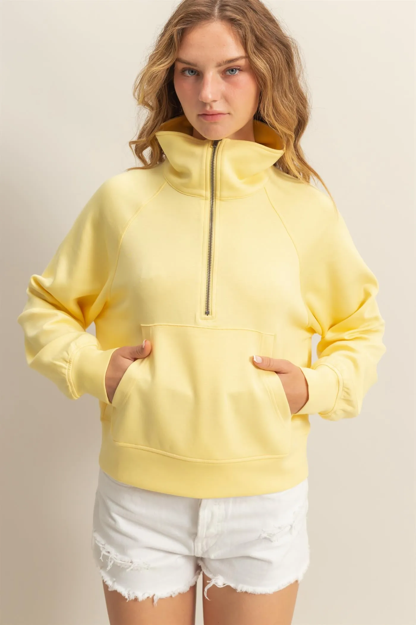 DZ25C724-High Neck Half Zip Pocket Sweatshirt