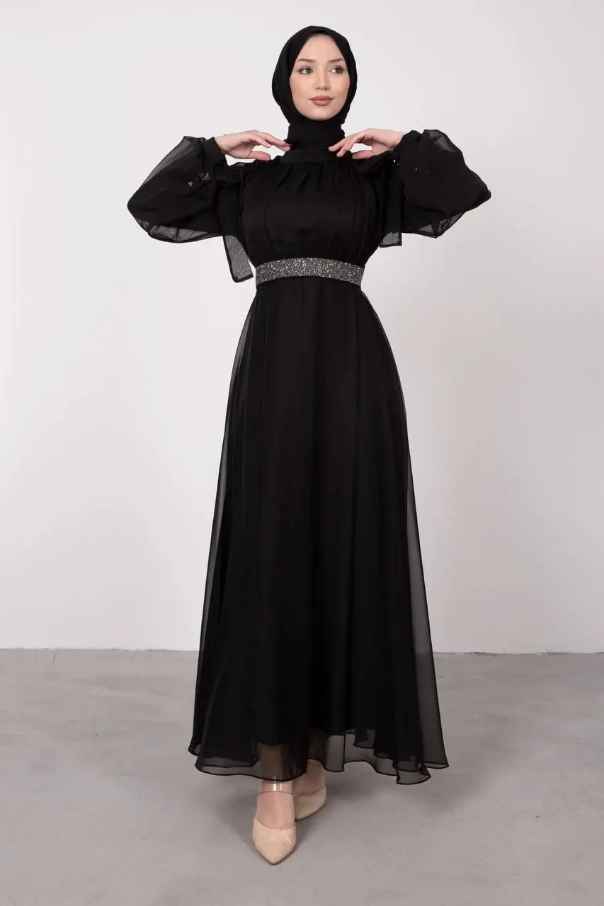 Evening Dress - Modest - Black || S23