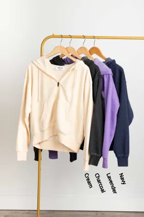 Fleece Pigment Dyed Zip-Up Hooded Sweatshirt