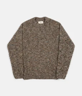 Folk Mixed Yarn Crewneck Sweatshirt - Caramel Mix
