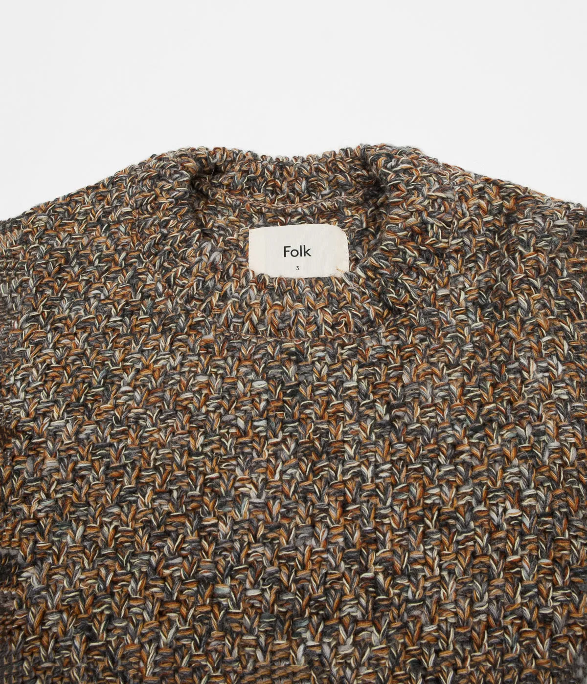 Folk Mixed Yarn Crewneck Sweatshirt - Caramel Mix