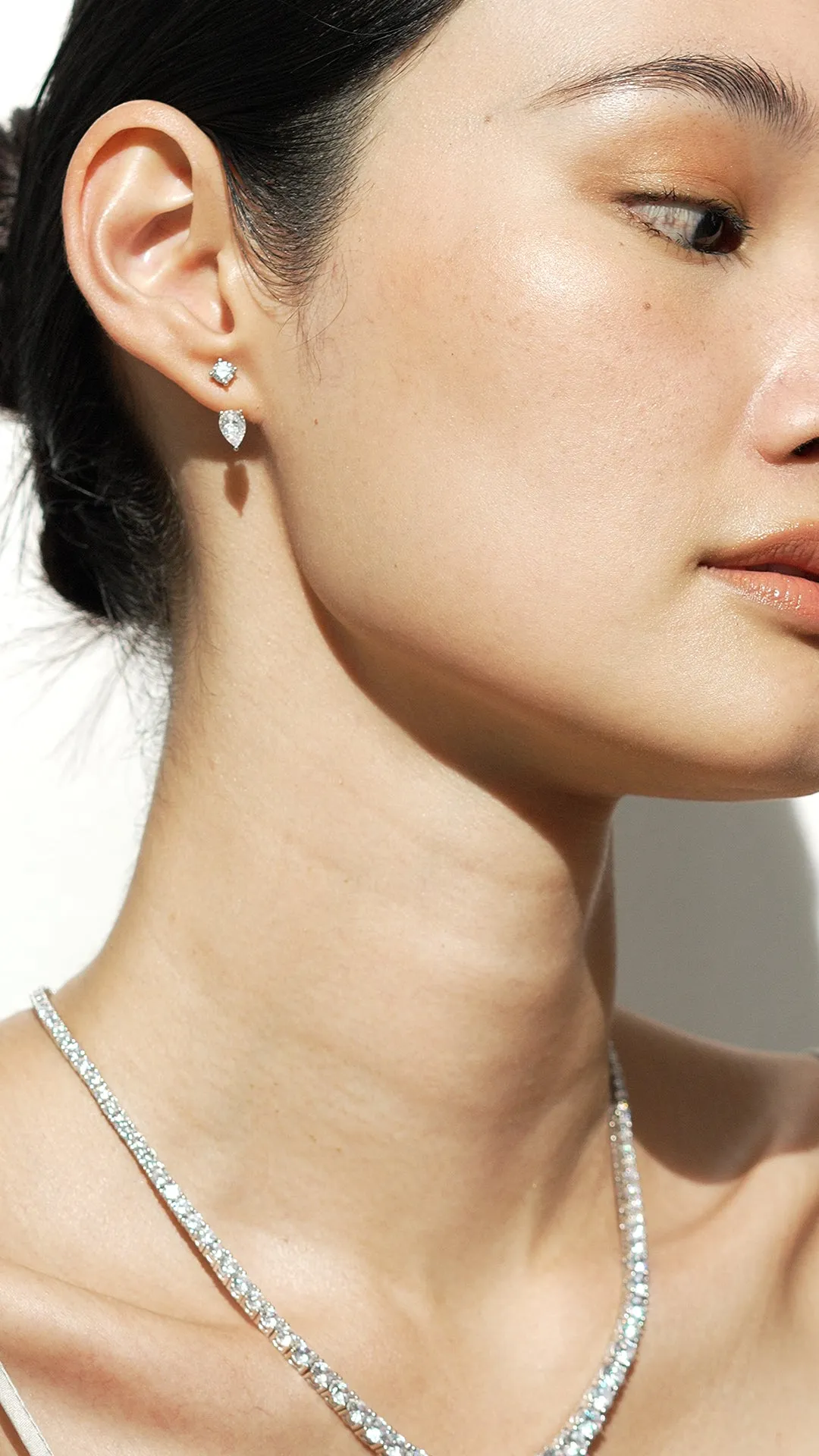 Front Row Ear Jacket White Gold Plated