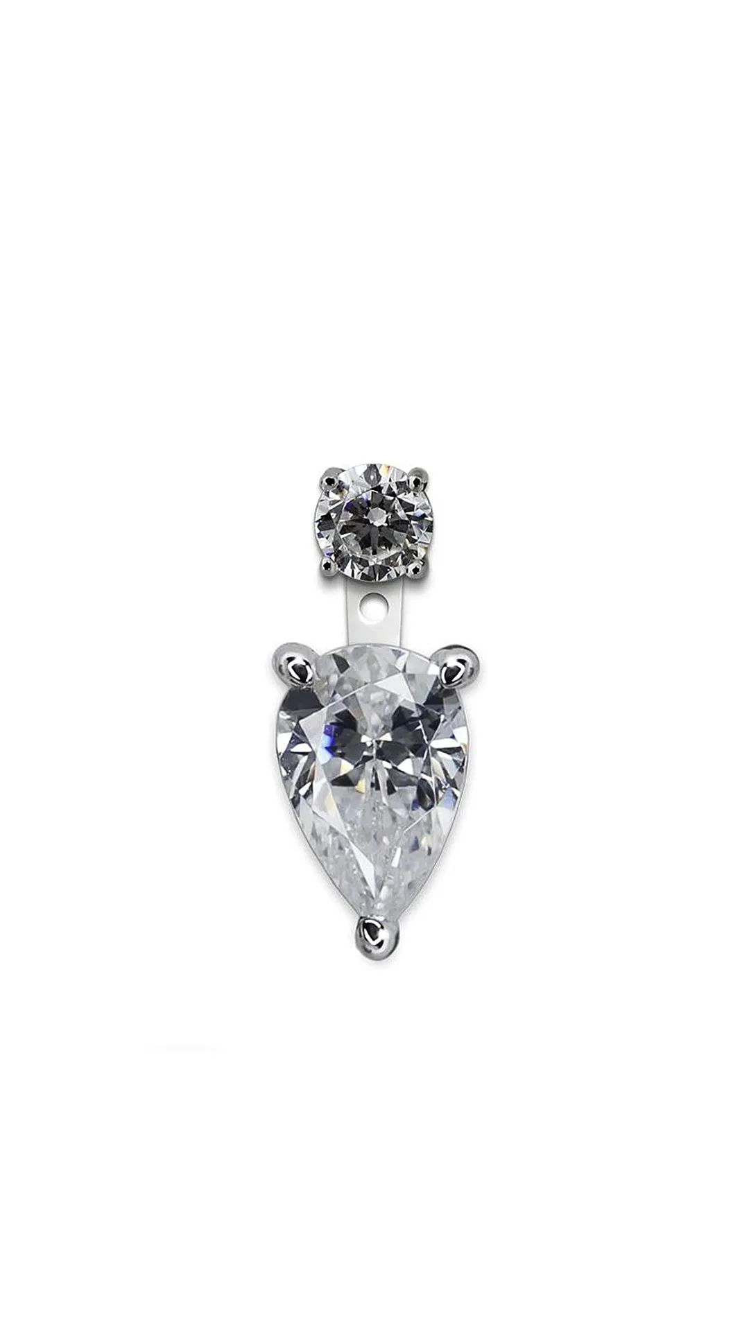 Front Row Ear Jacket White Gold Plated