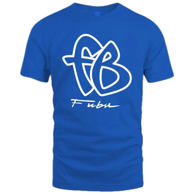 FUBU Drake Classic Logo T Shirt Top Quick Shot Tee - Cobalt Blue/White