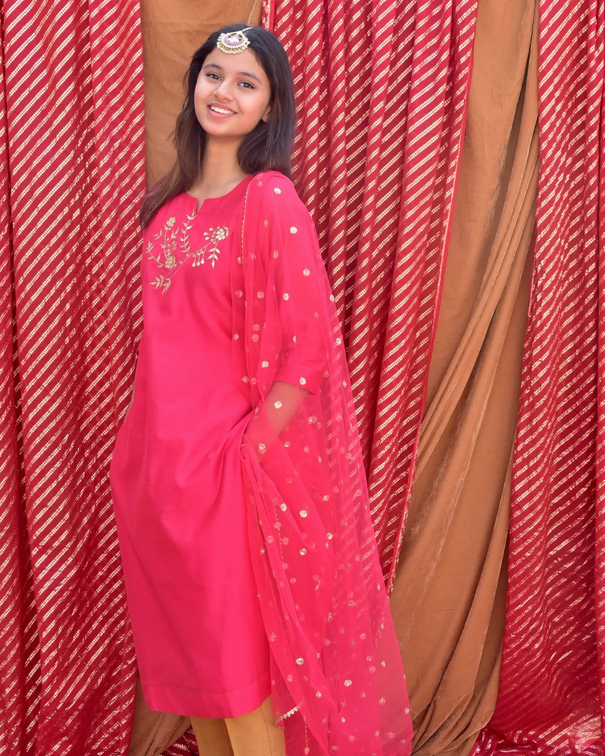 Hand crafted Chanderi Pink Kurta