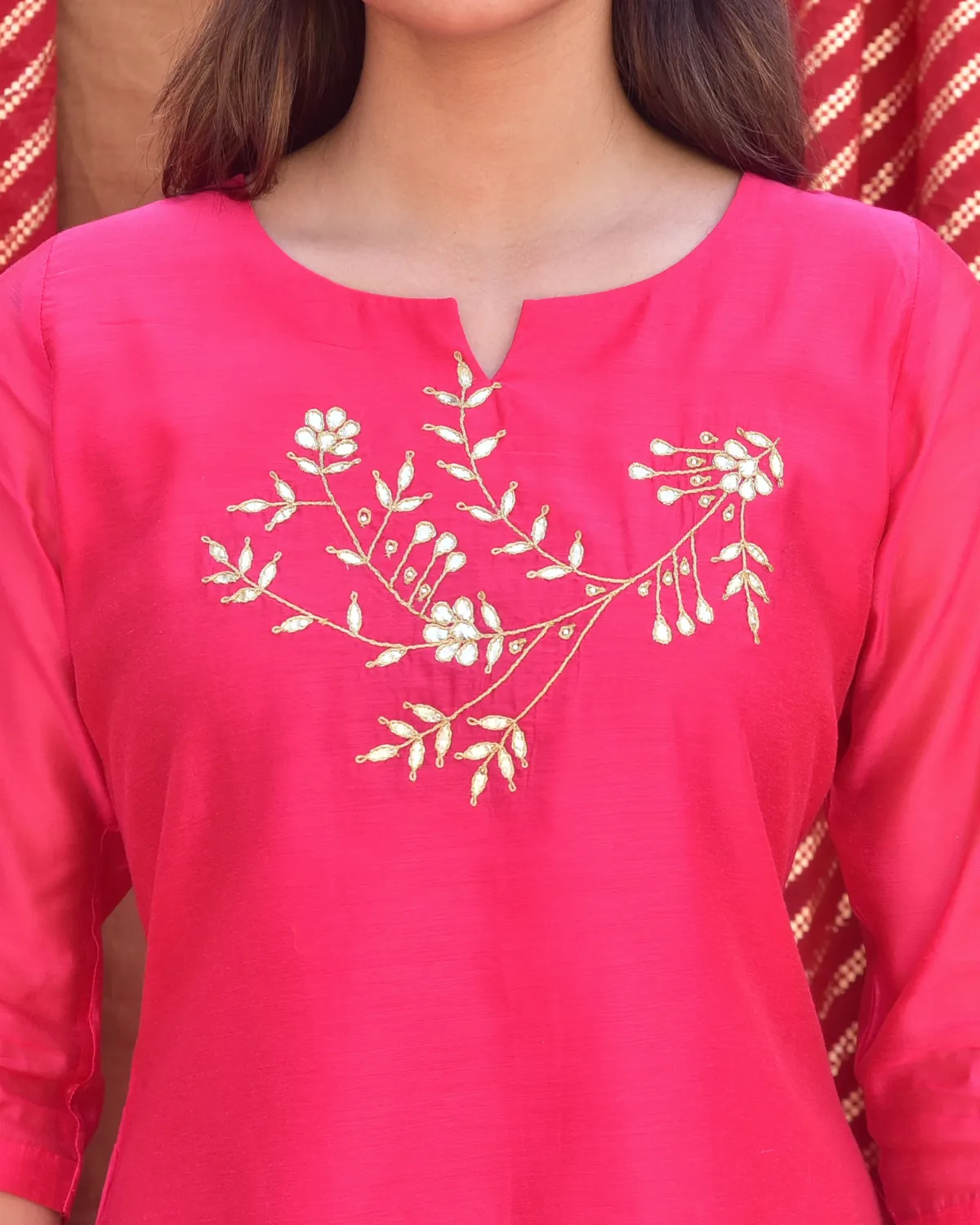 Hand crafted Chanderi Pink Kurta