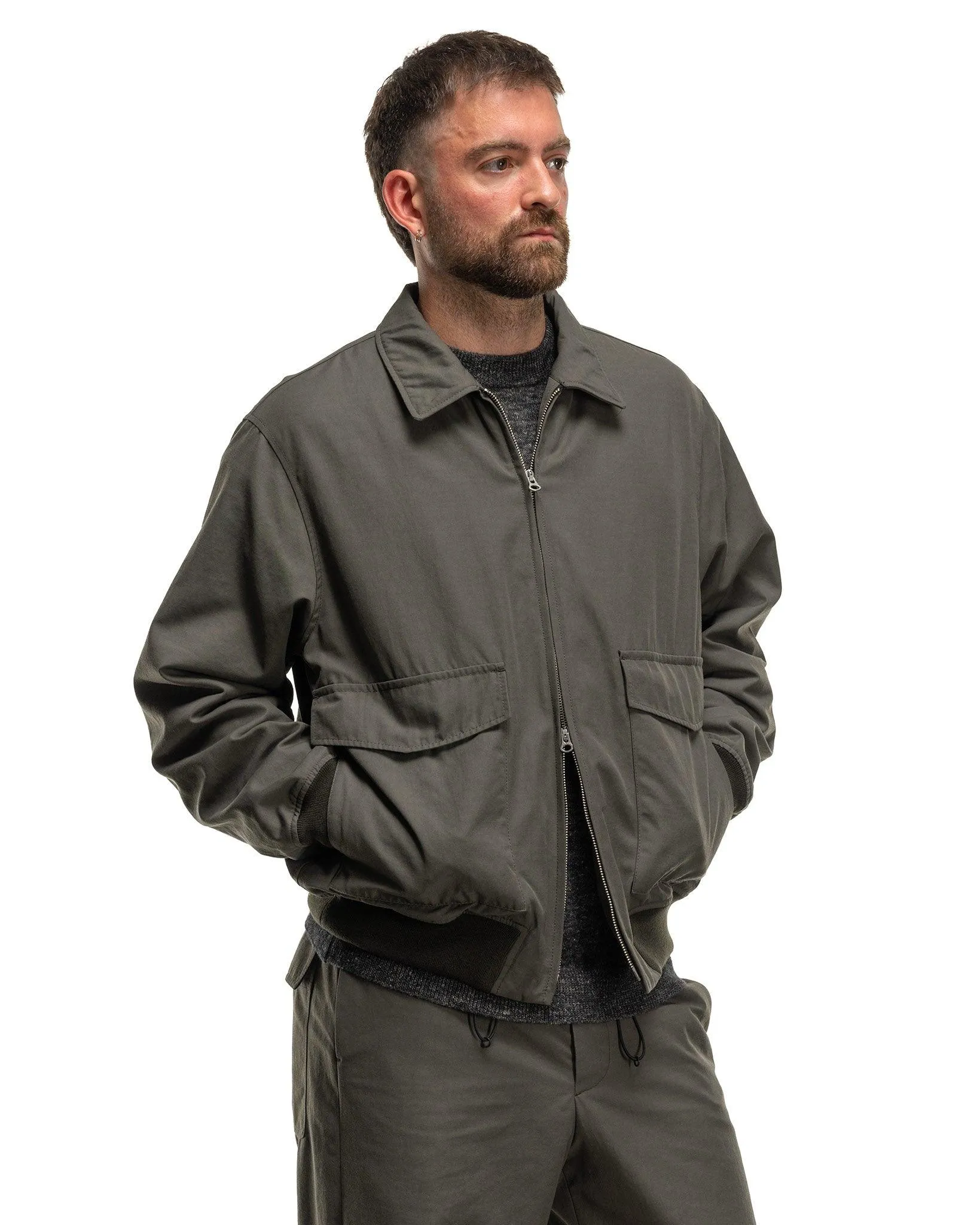 Heavy Twist Nylon Flight Jacket Khaki