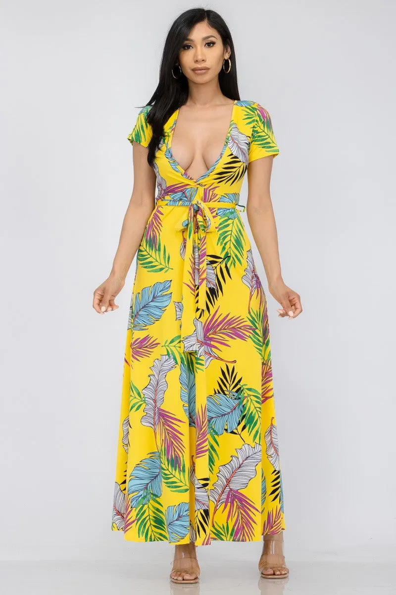 HH517X-NEON PLM - SHORT SLEEVE MAXI DRESS