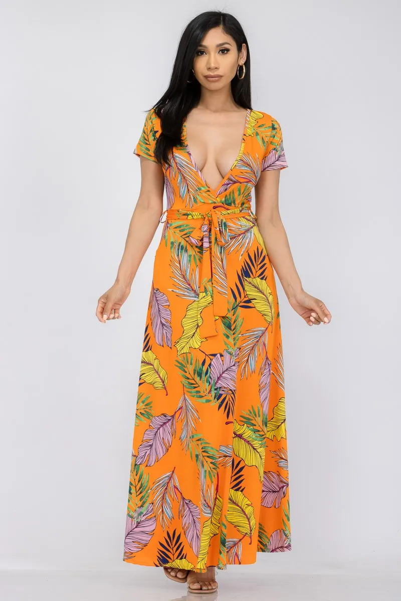 HH517X-NEON PLM - SHORT SLEEVE MAXI DRESS