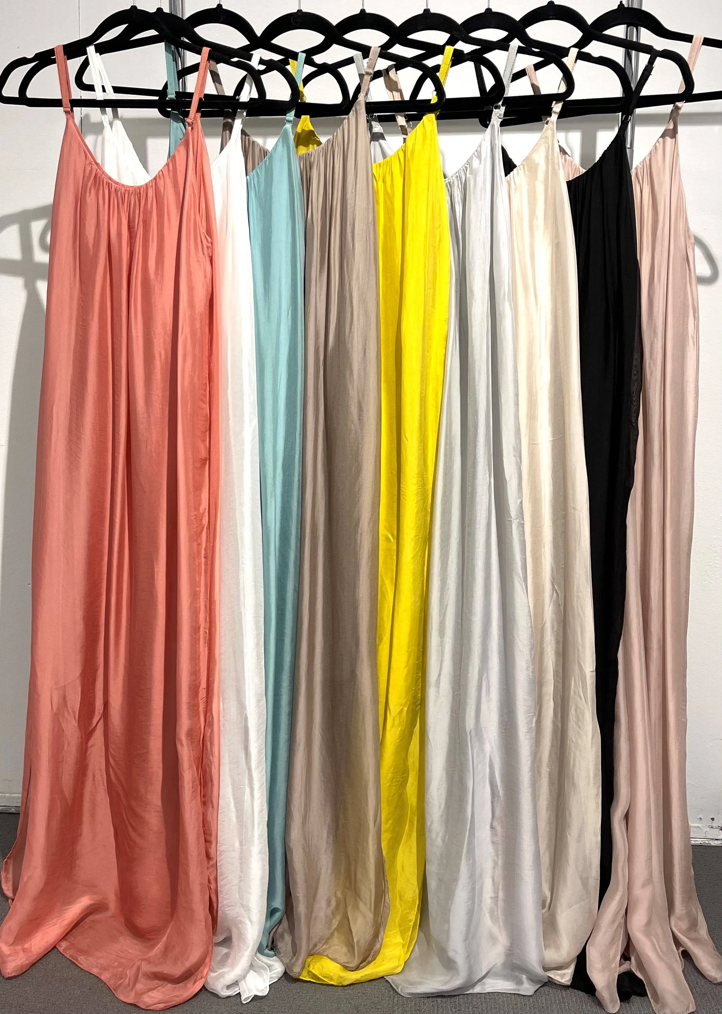 Italian Silk Solid Maxi Dress 64109