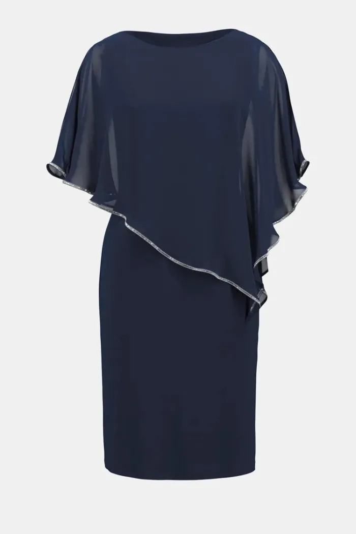 Layered Dress With Cape Overlay