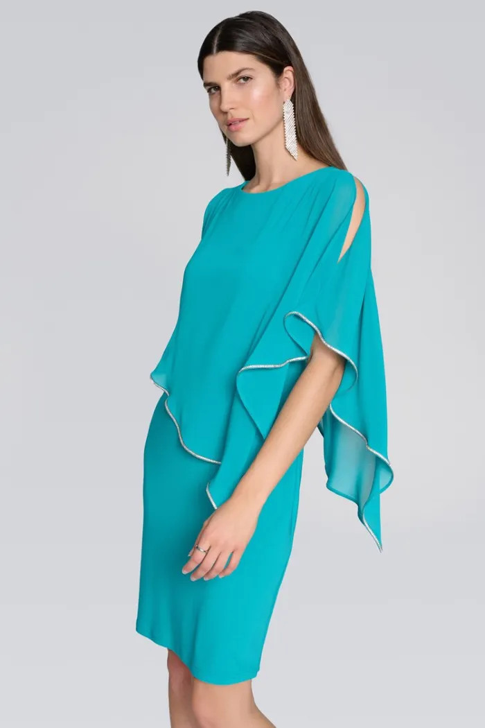 Layered Dress With Cape Overlay