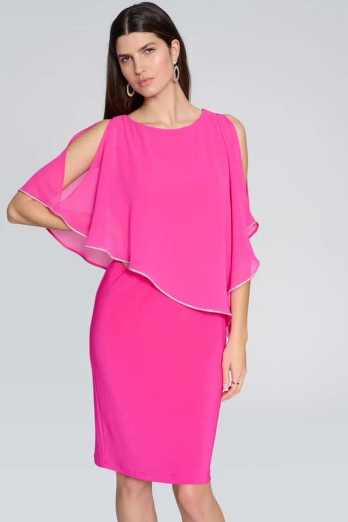 Layered Dress With Cape Overlay