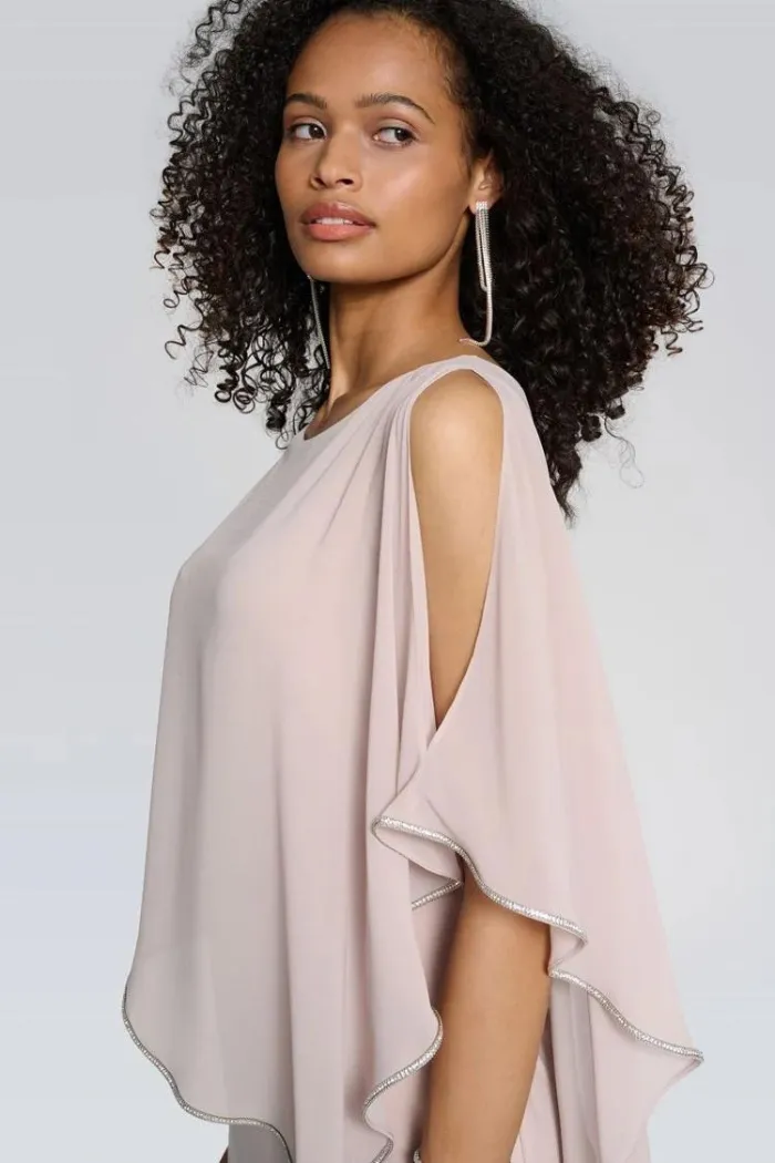 Layered Dress With Cape Overlay