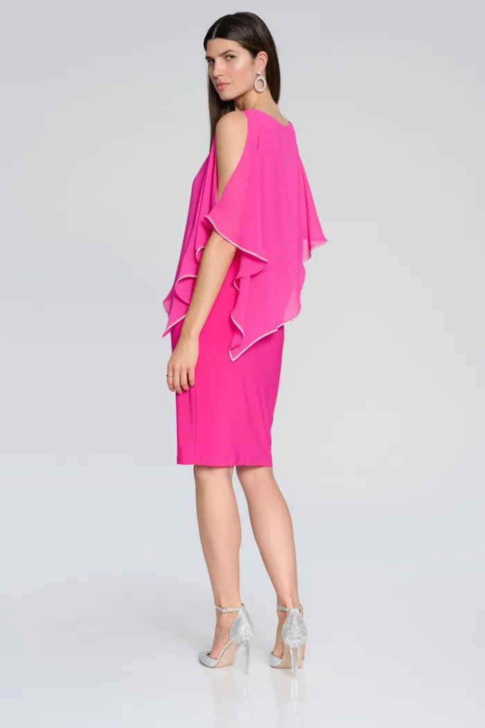 Layered Dress With Cape Overlay
