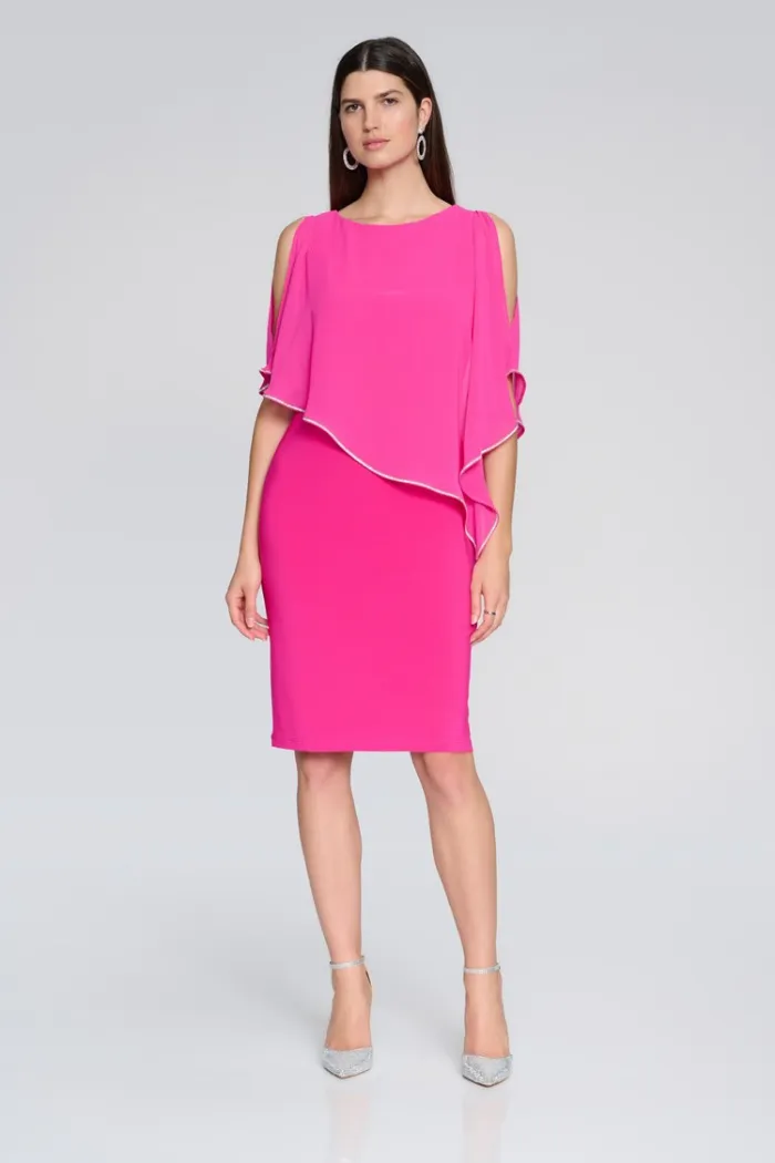 Layered Dress With Cape Overlay