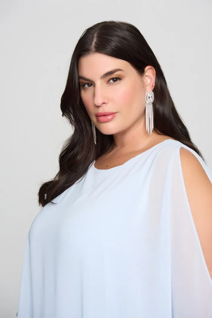 Layered Dress With Cape Overlay
