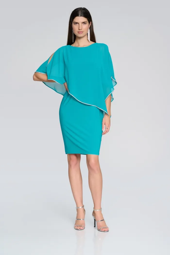 Layered Dress With Cape Overlay
