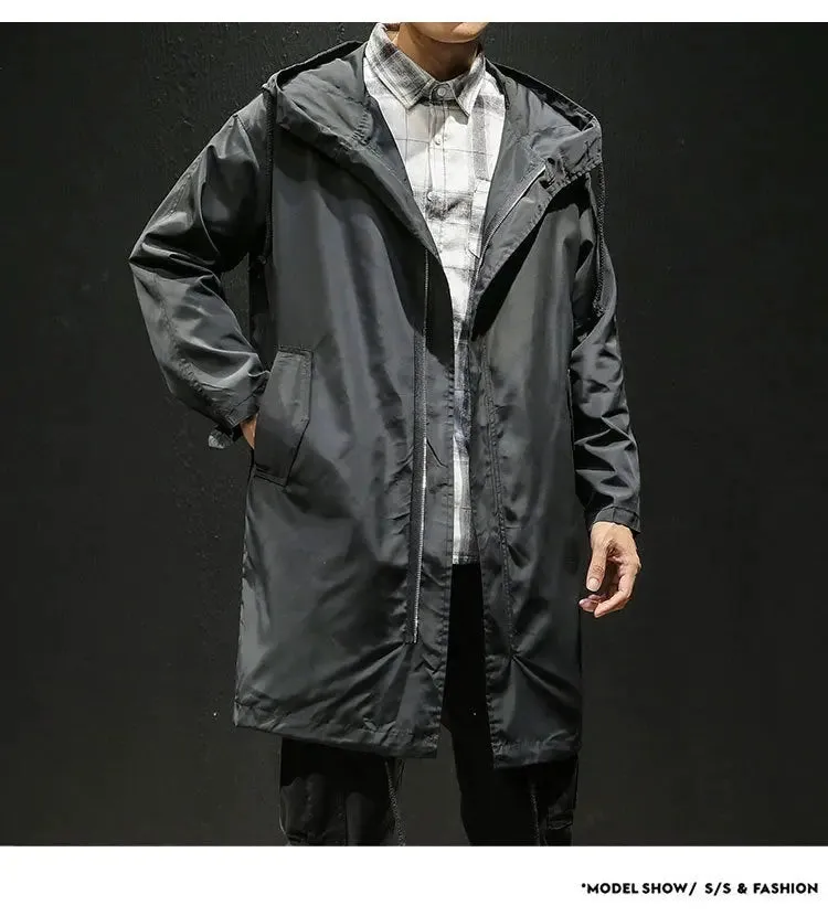 Long Windbreaker Trendy Men's Oversized Loose Coat Jacket