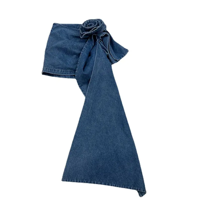 LVSANW 2024 Summer Denimwear Skirts Sets 2 Piece Set New Fashion Cool Street Camisole   Three-Dimensional Flower Ribbon Denim Skirt Ins